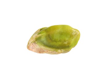 Photo of One peeled pistachio nut isolated on white