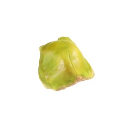 Photo of One peeled pistachio nut isolated on white