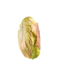 One peeled pistachio nut isolated on white