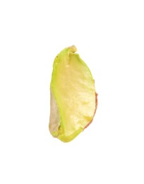 Photo of Half of peeled pistachio nut isolated on white