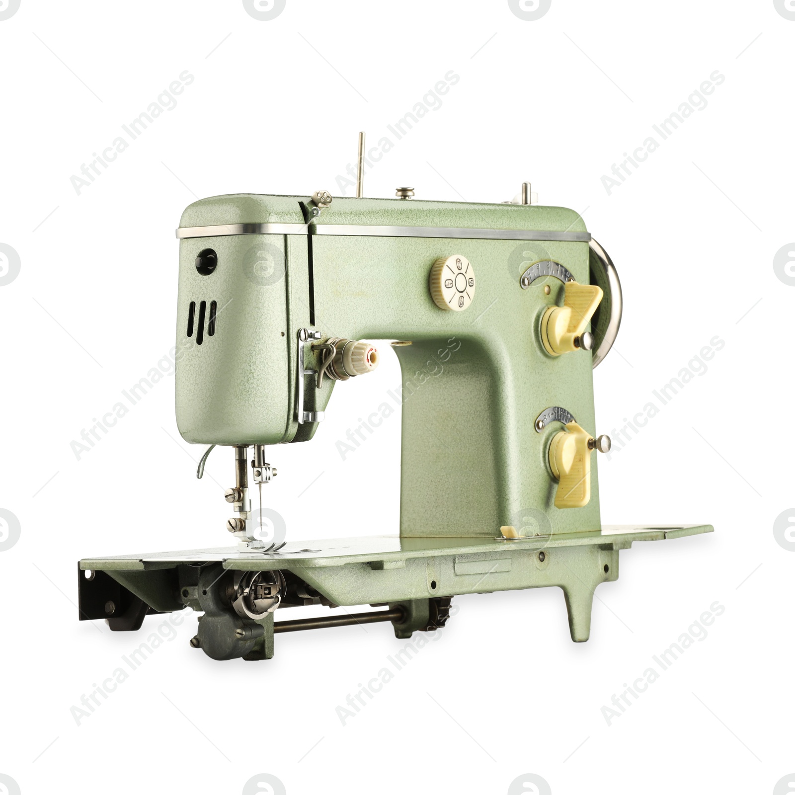 Photo of One vintage sewing machine isolated on white