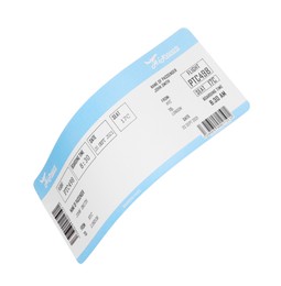 Photo of One airplane ticket isolated on white. Traveling abroad