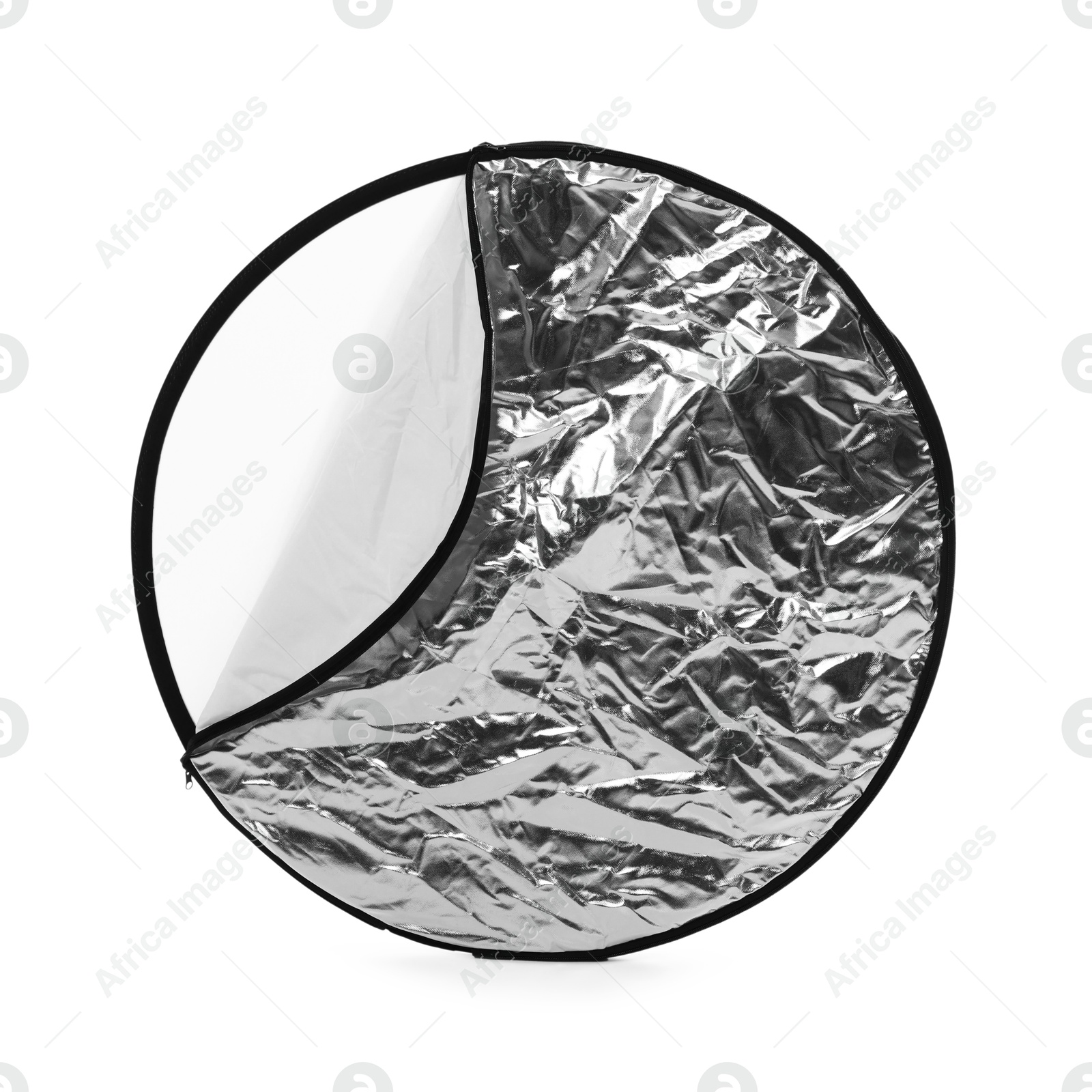 Photo of One light reflector isolated on white. Photo studio equipment