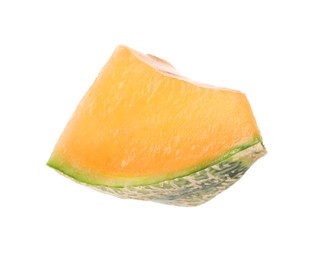 Photo of Piece of Cantaloupe melon isolated on white