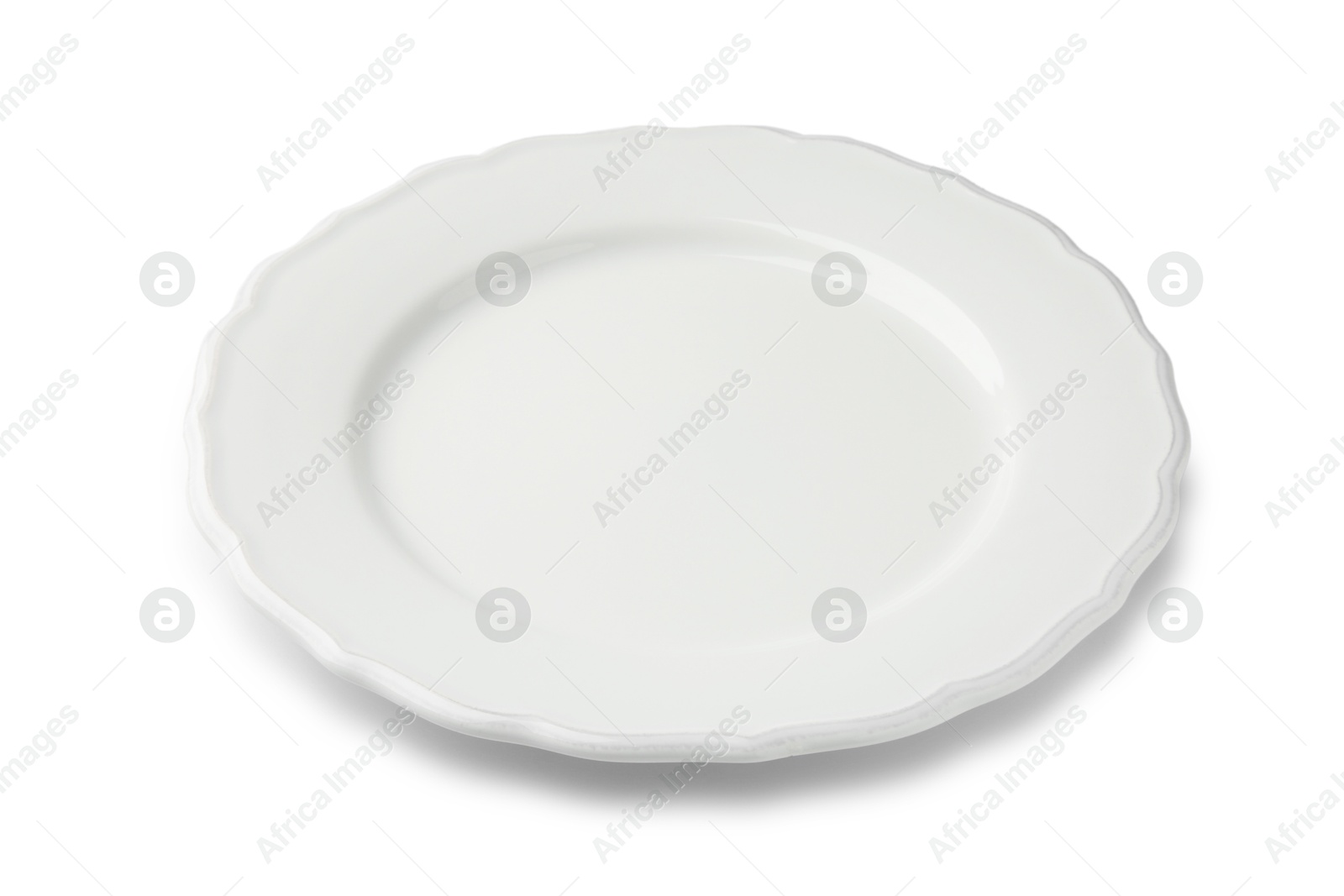 Photo of One empty ceramic plate isolated on white