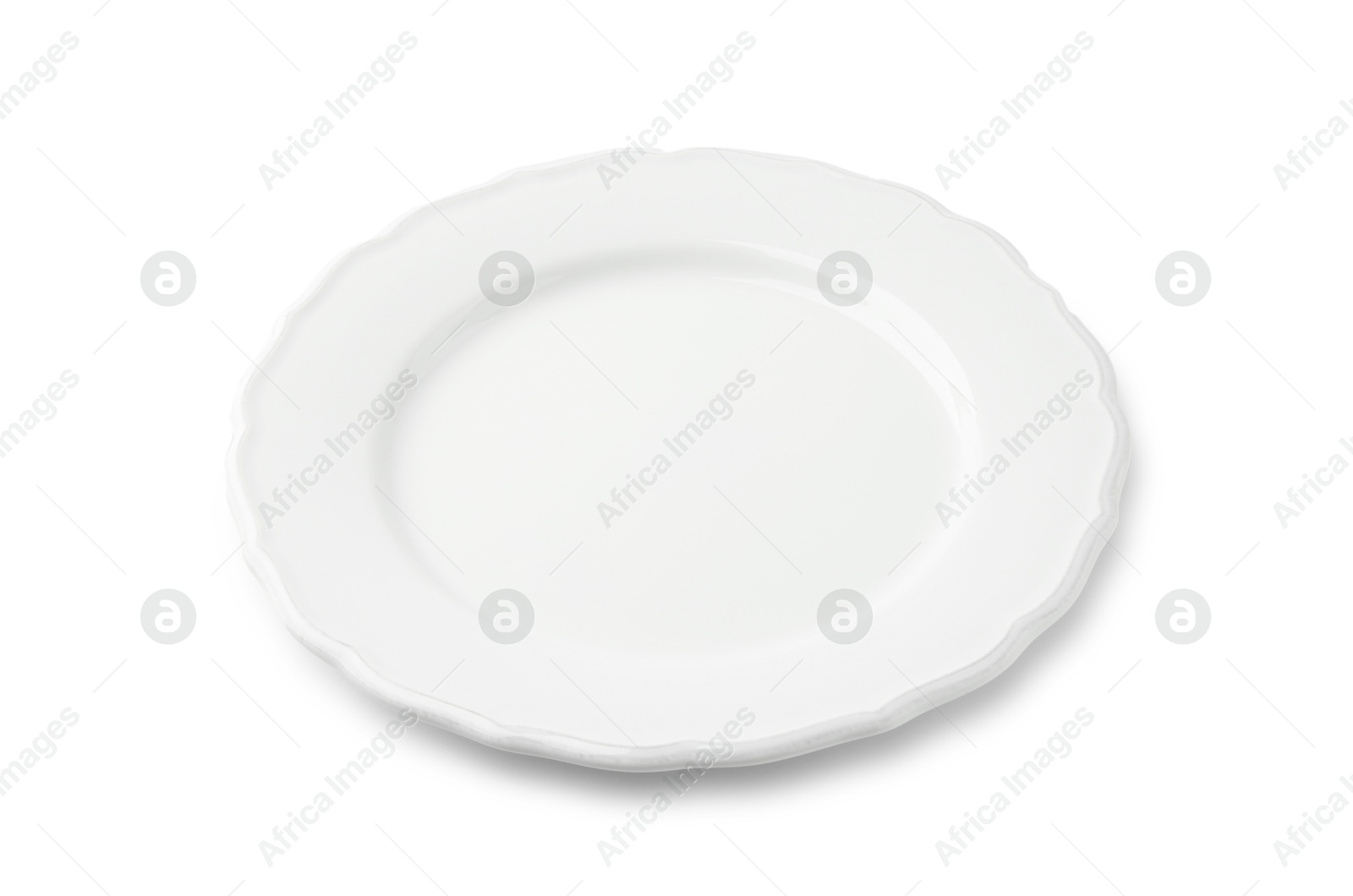 Photo of One empty ceramic plate isolated on white