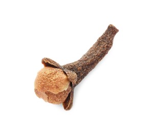 Photo of Aromatic spice. Dry clove bud isolated on white, top view