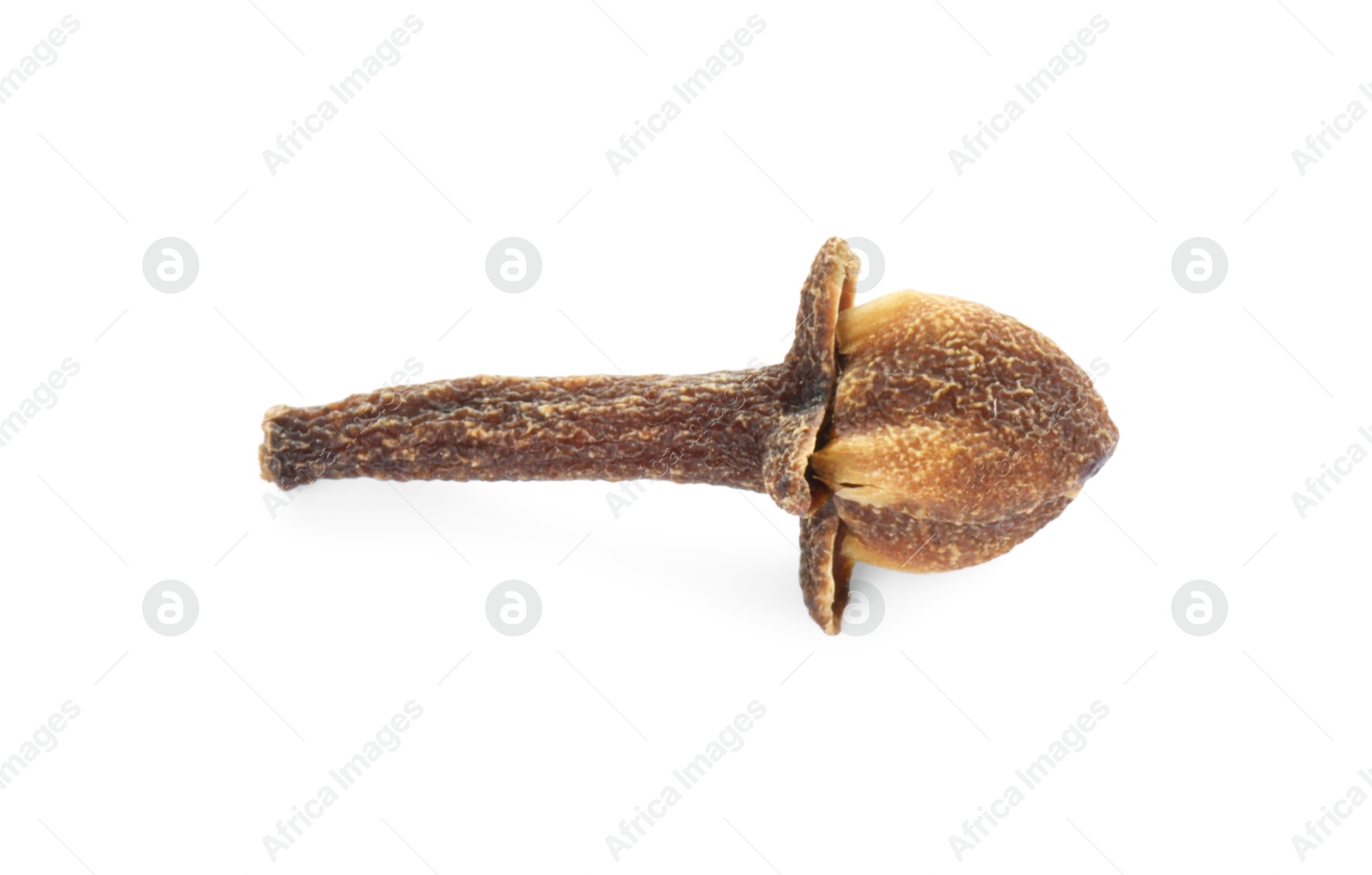 Photo of Aromatic spice. Dry clove bud isolated on white, top view