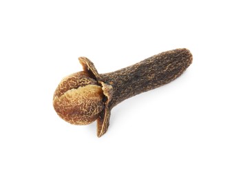 Photo of Aromatic spice. Dry clove bud isolated on white, top view