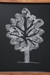 Photo of Beautiful drawing of tree on black chalkboard