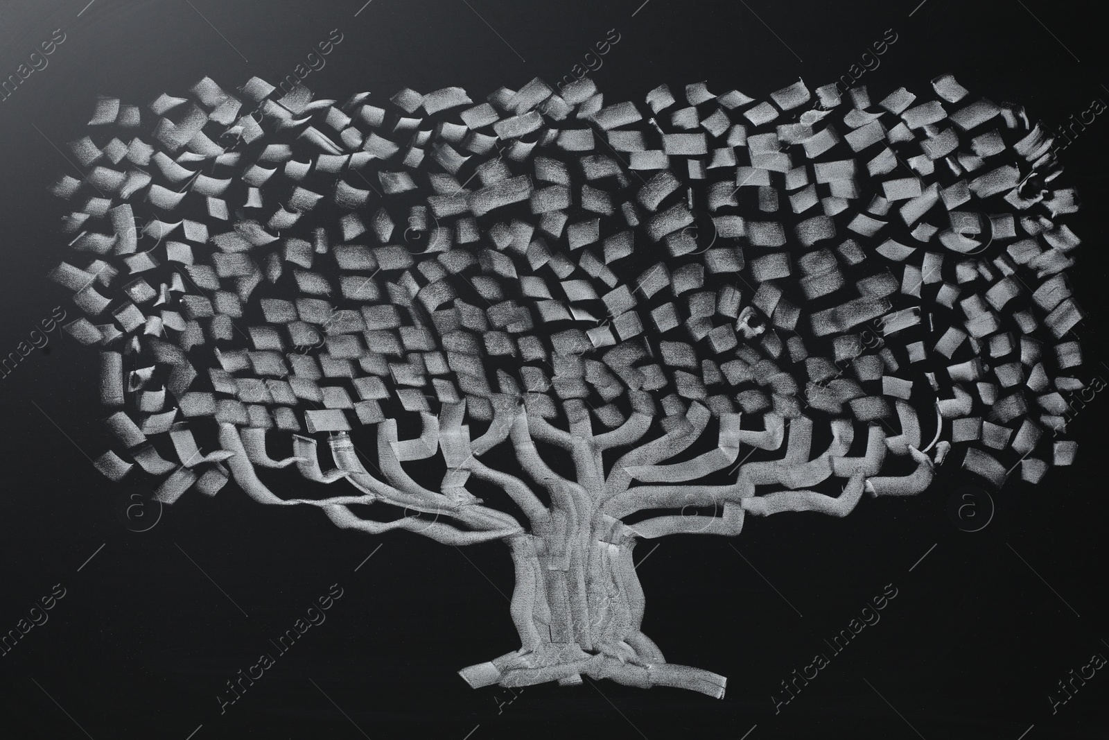 Photo of Beautiful drawing of tree on black chalkboard