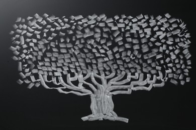 Photo of Beautiful drawing of tree on black chalkboard