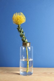 Beautiful flower in vase on wooden table