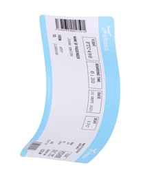 Photo of One airplane ticket isolated on white. Traveling abroad