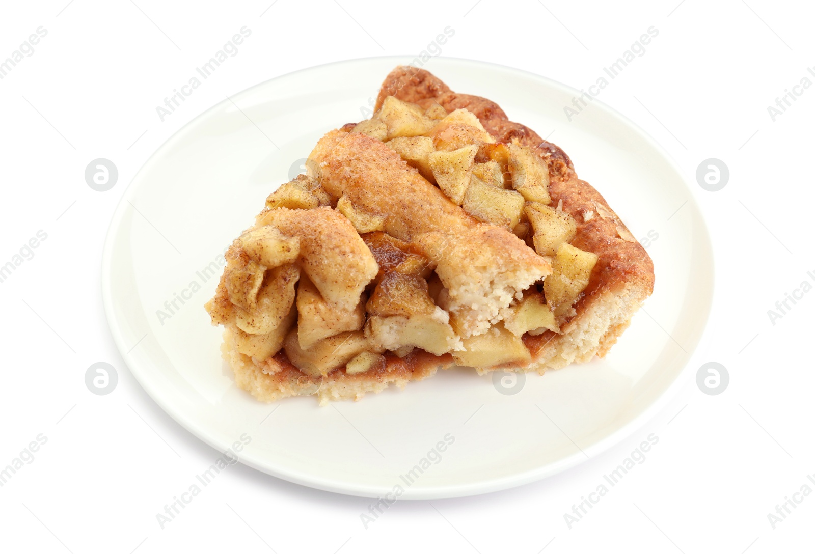 Photo of Slice of homemade apple pie isolated on white