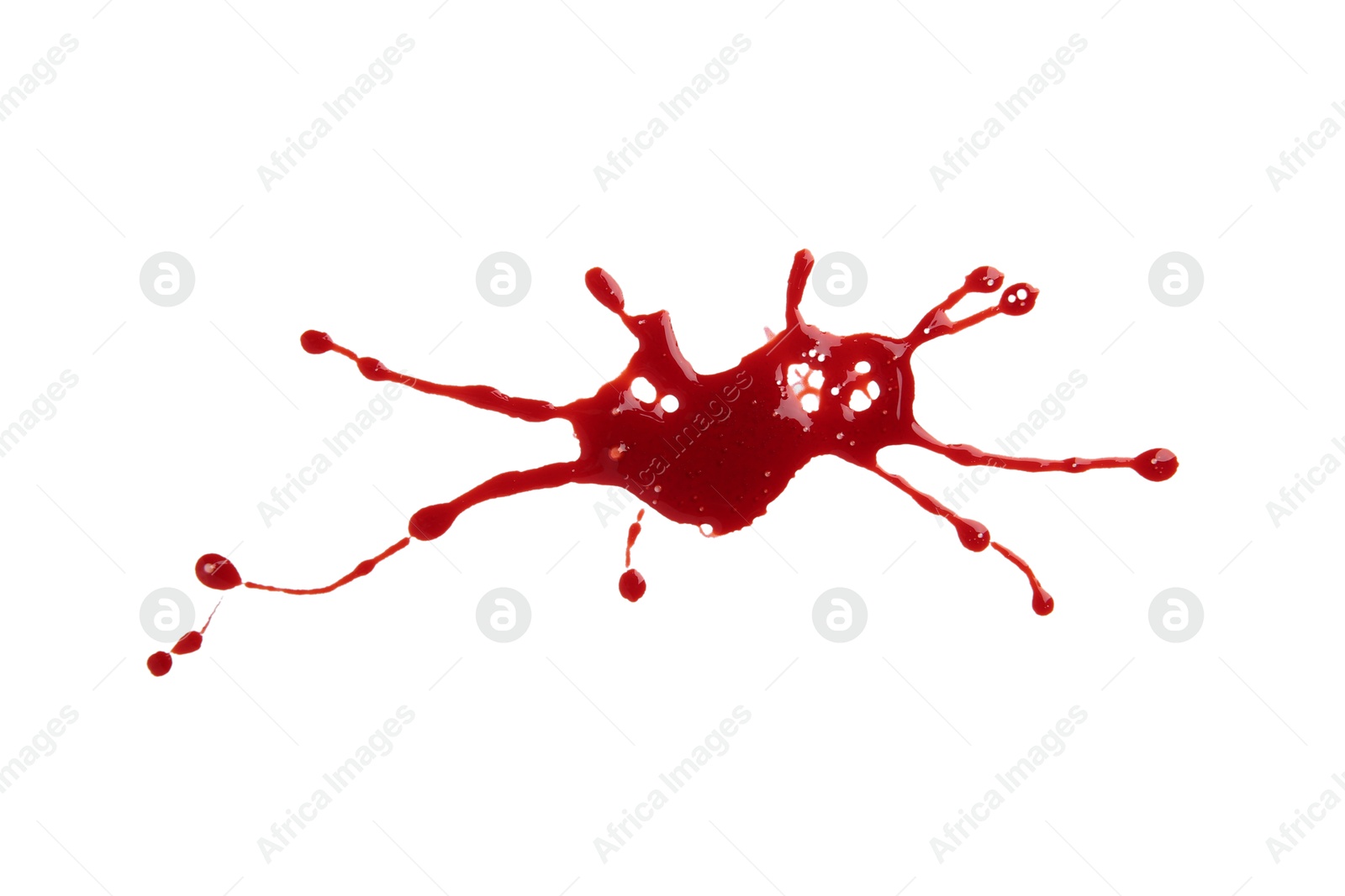 Photo of Stain of blood isolated on white, top view