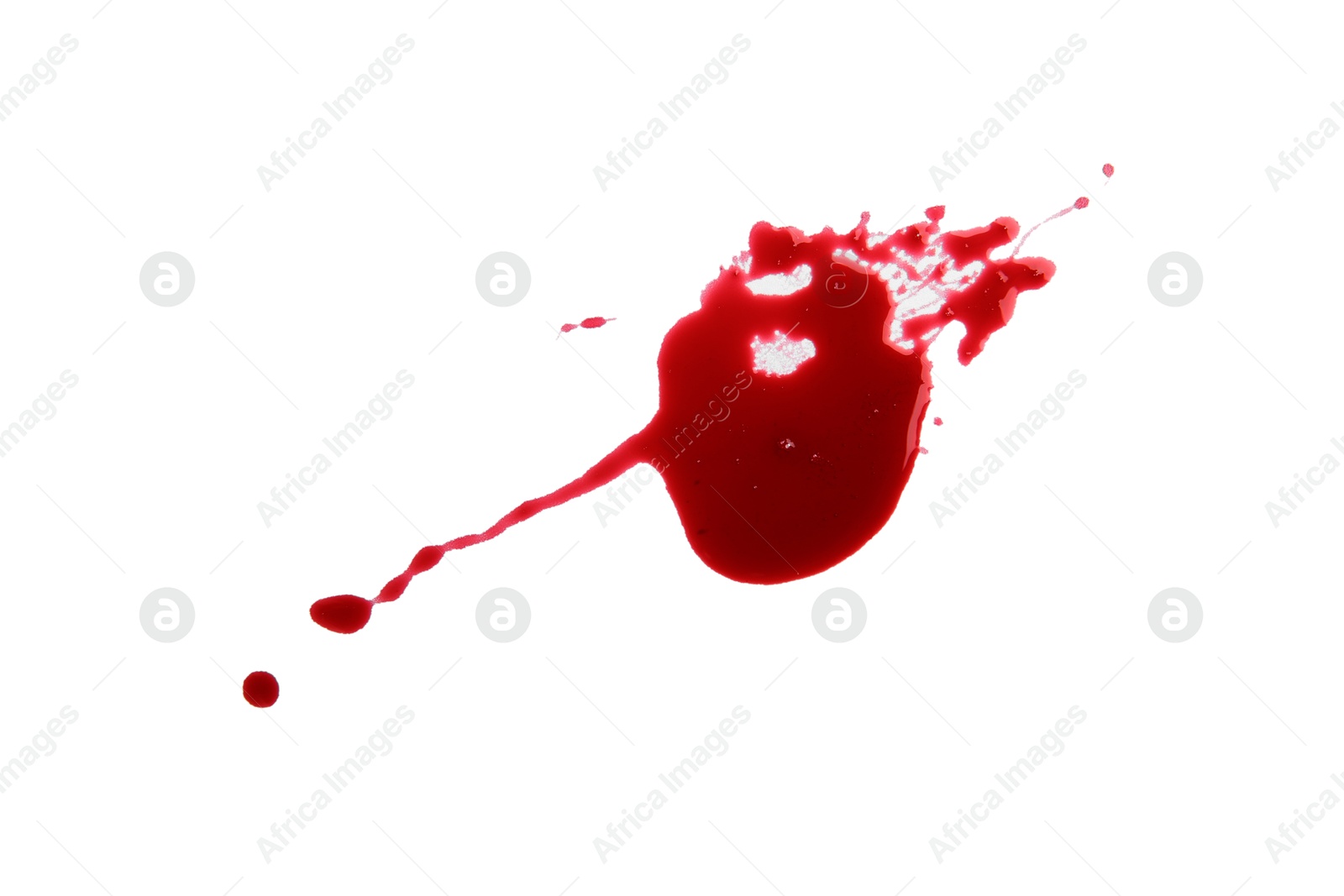 Photo of Stain of blood isolated on white, top view