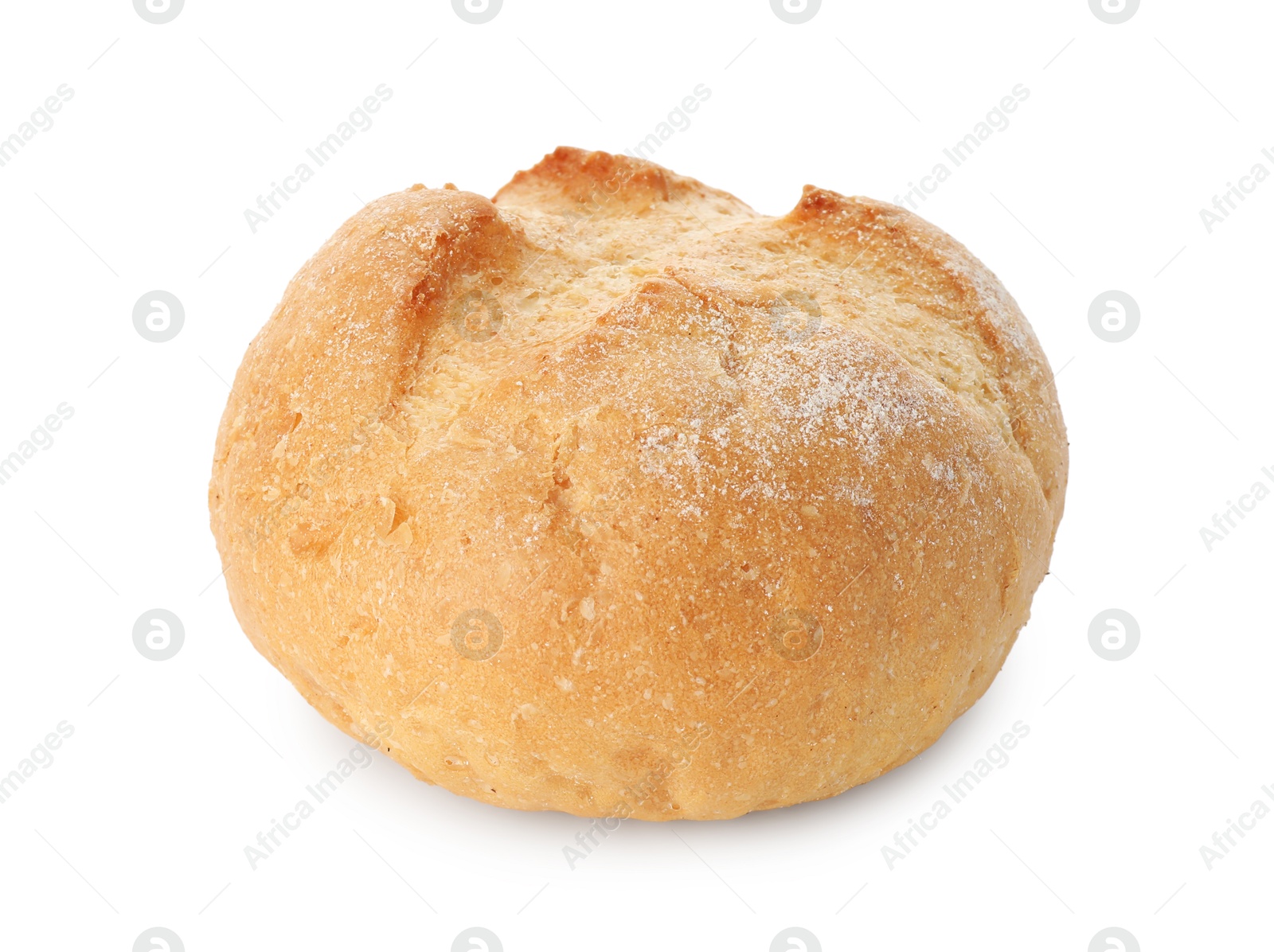 Photo of One homemade tasty bun isolated on white