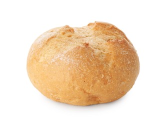 Photo of One homemade tasty bun isolated on white