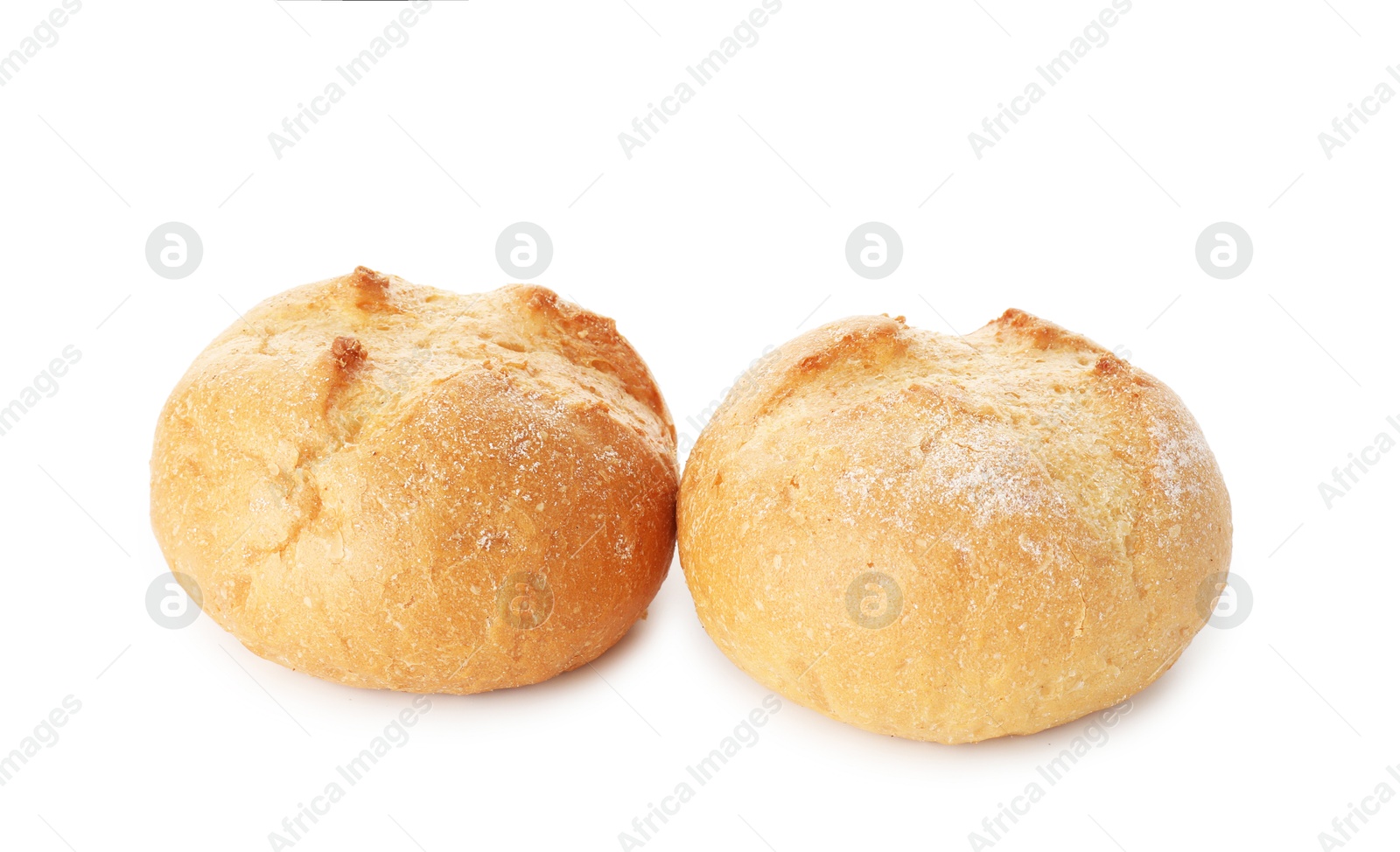 Photo of Two homemade tasty buns isolated on white