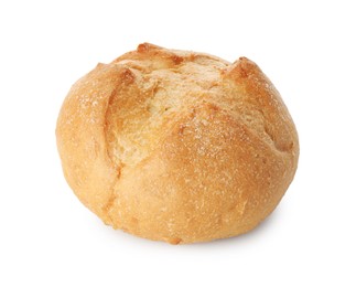 Photo of One homemade tasty bun isolated on white