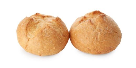 Photo of Two homemade tasty buns isolated on white