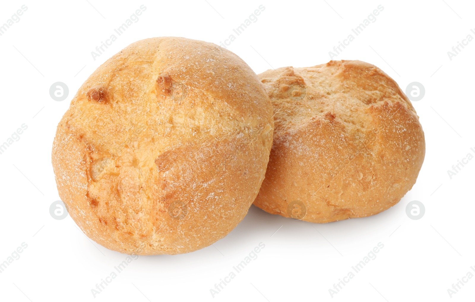 Photo of Two homemade tasty buns isolated on white