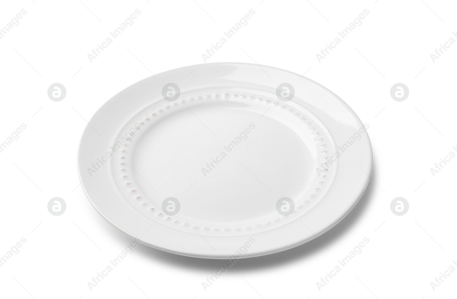 Photo of One empty ceramic plate isolated on white