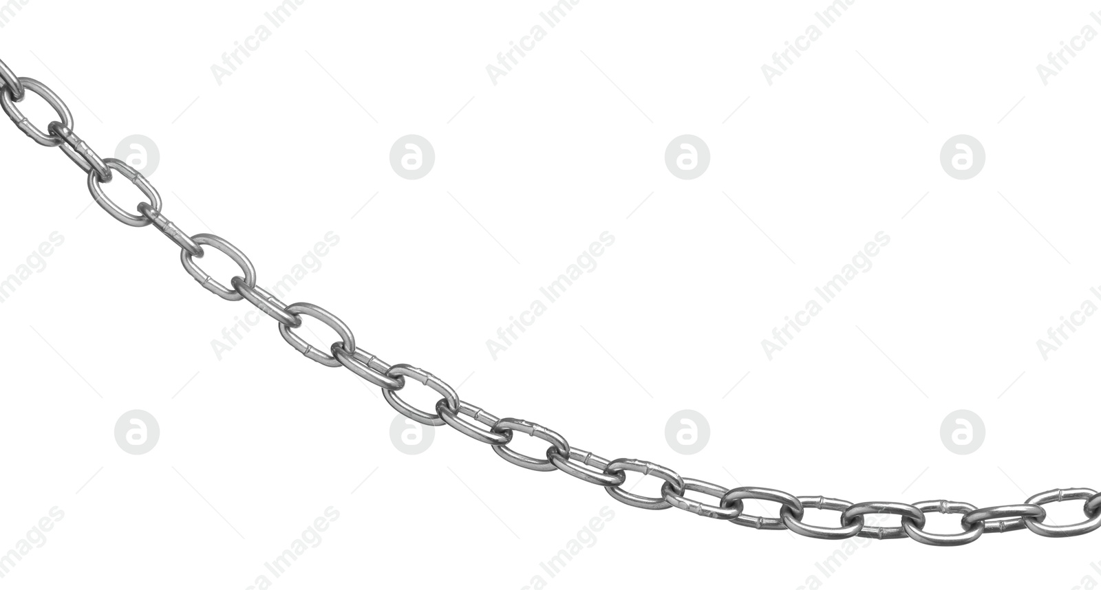 Photo of One common metal chain on white background