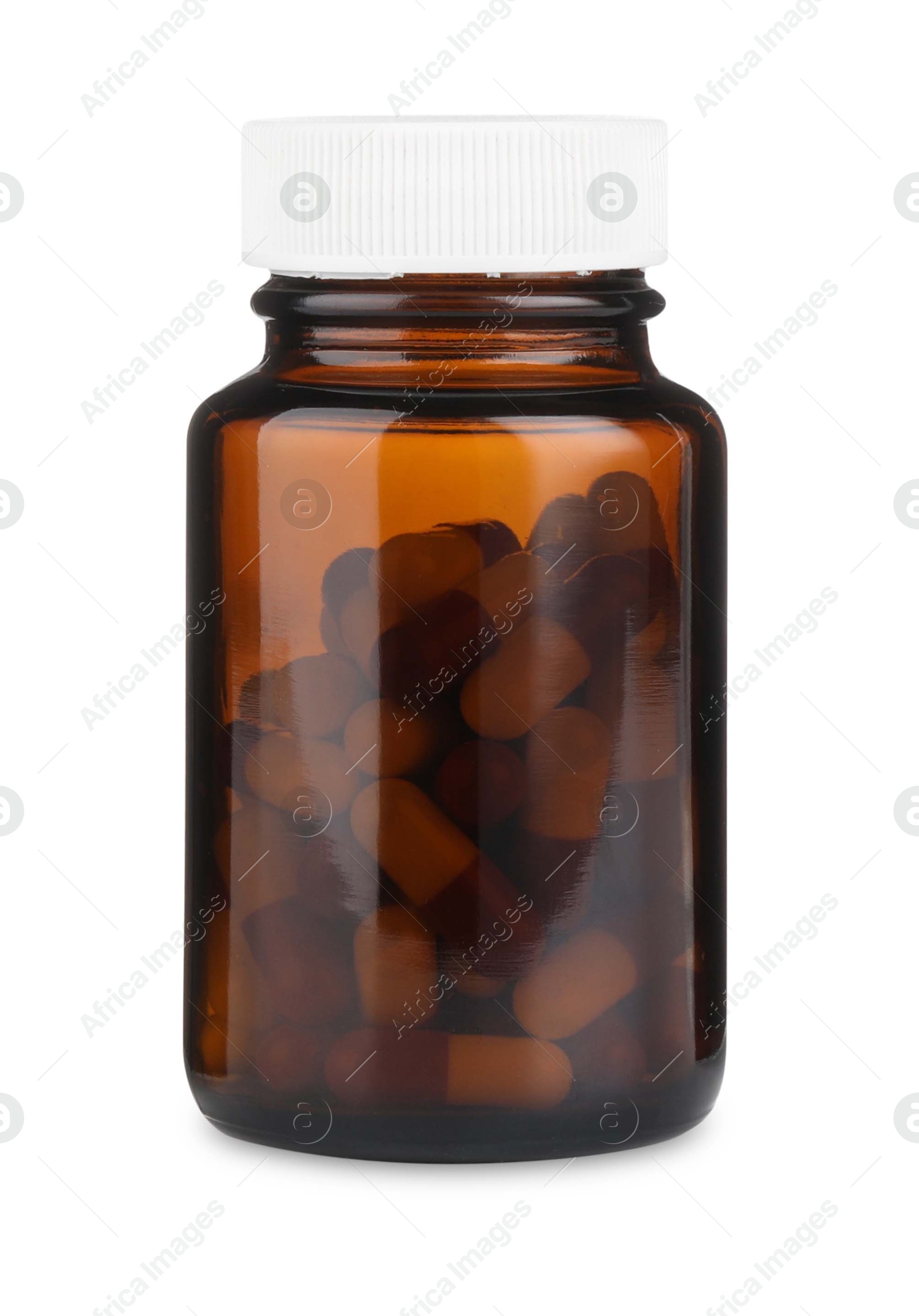 Photo of Medical bottle with pills isolated on white