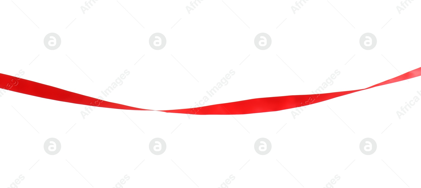 Photo of Finish. One red ribbon isolated on white