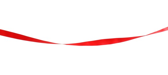 Photo of Finish. One red ribbon isolated on white