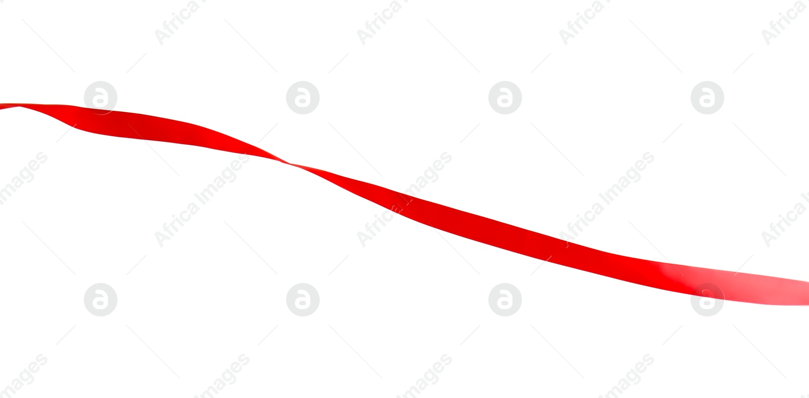 Photo of Finish. One red ribbon isolated on white