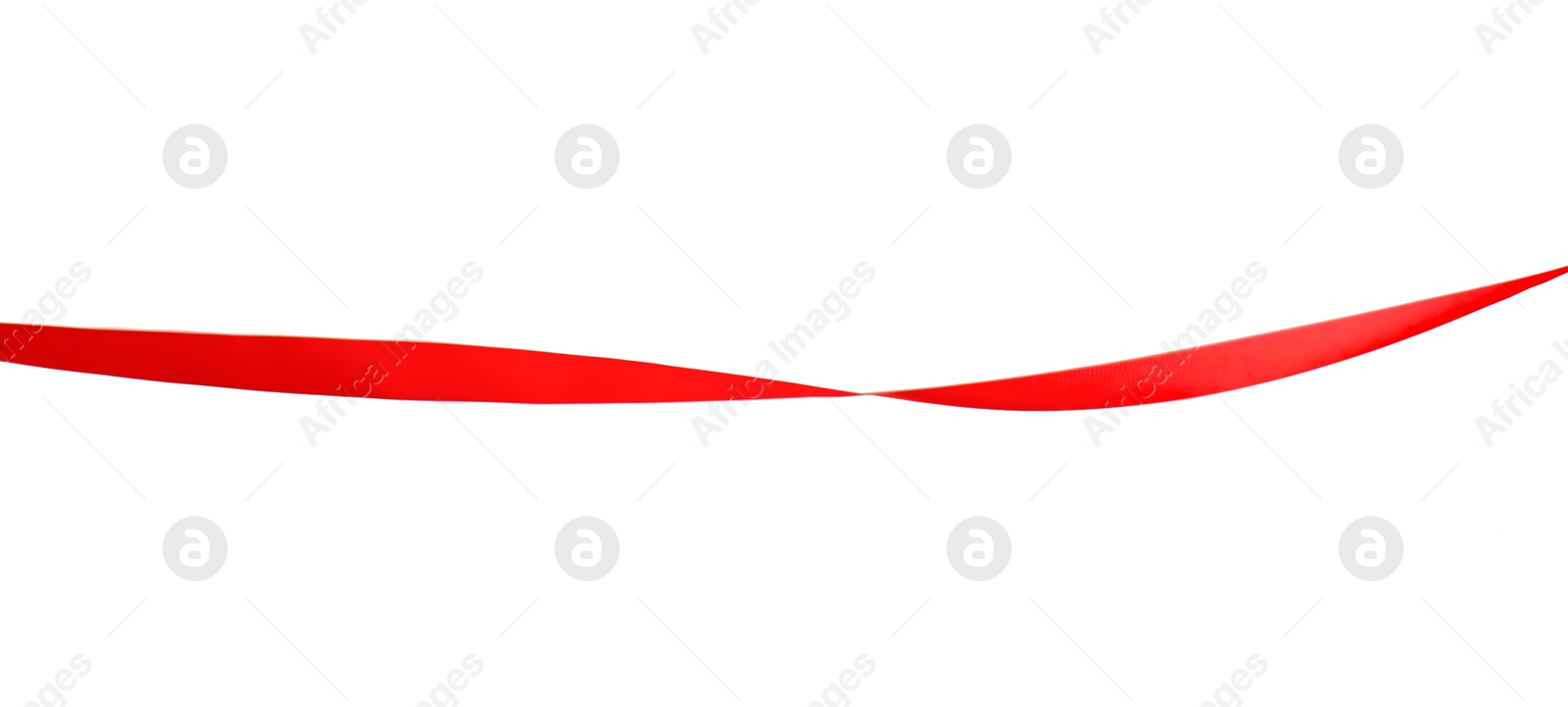 Photo of Finish. One red ribbon isolated on white