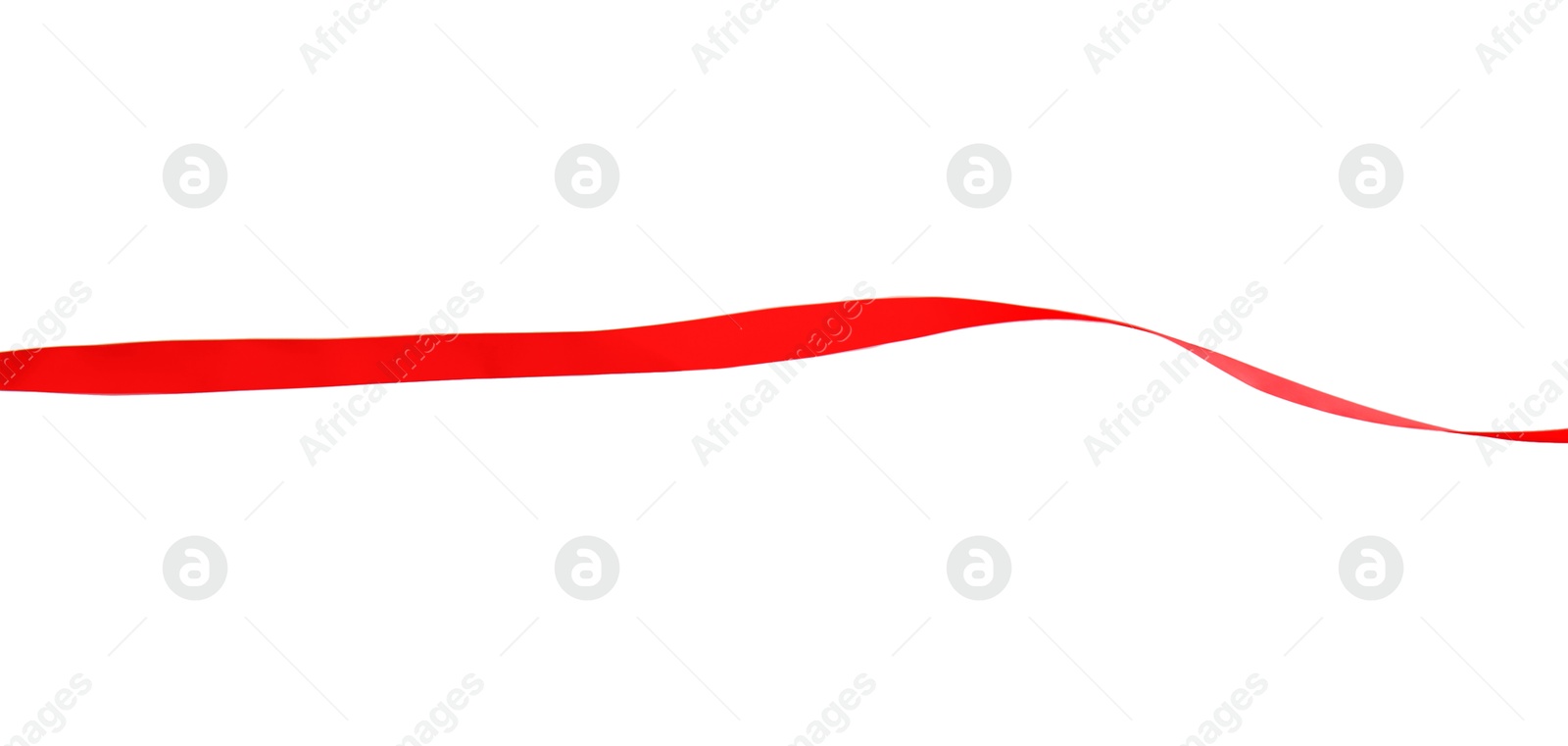 Photo of Finish. One red ribbon isolated on white