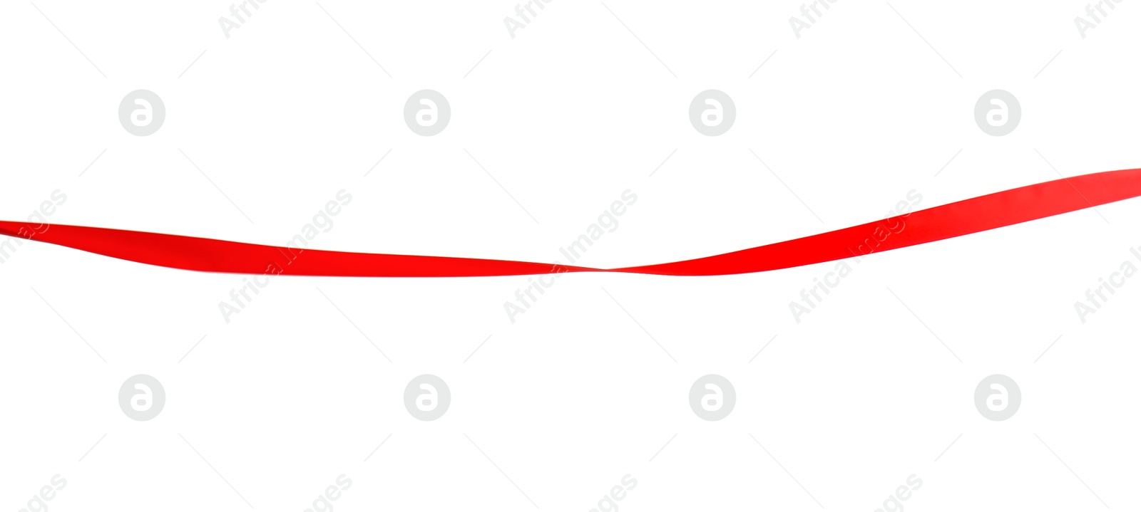 Photo of Finish. One red ribbon isolated on white