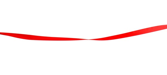 Finish. One red ribbon isolated on white