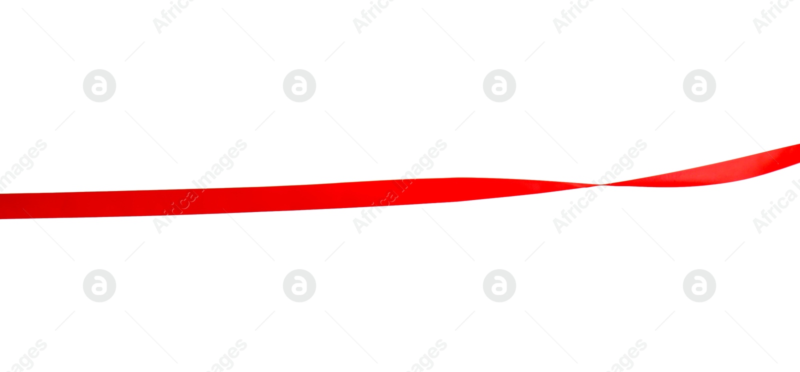 Photo of Finish. One red ribbon isolated on white