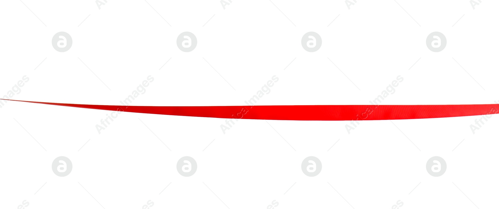 Photo of Finish. One red ribbon isolated on white