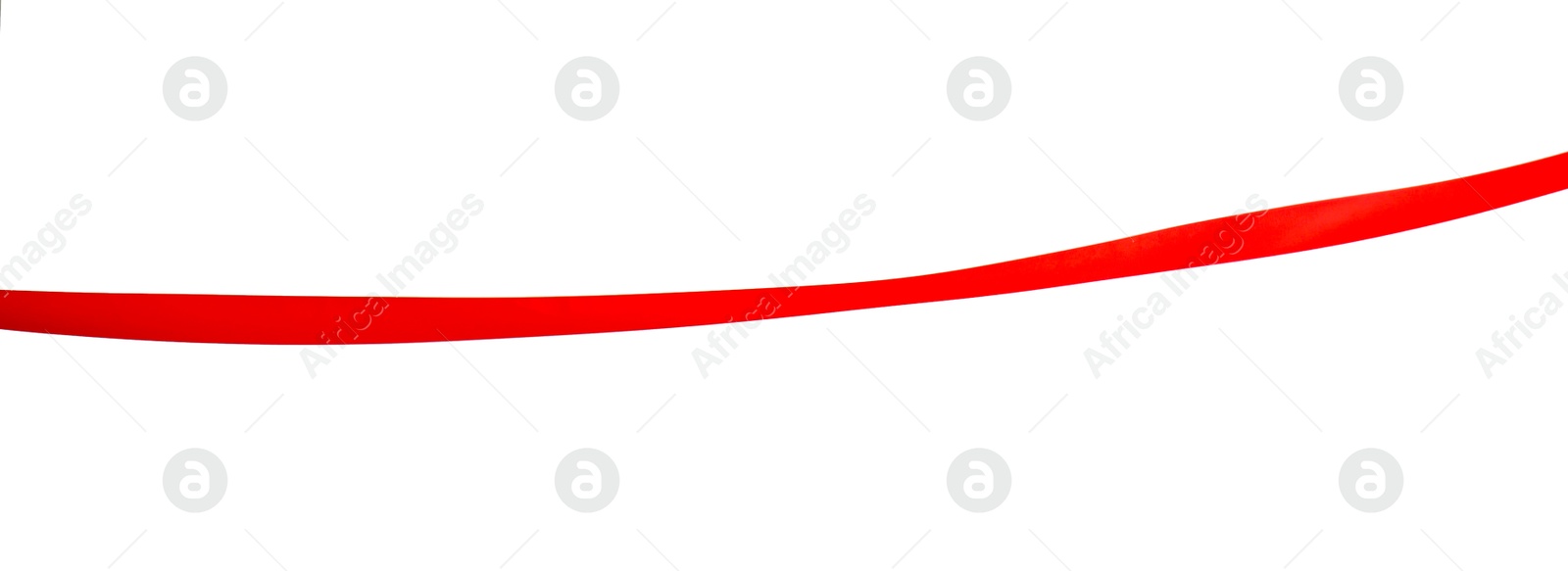 Photo of Finish. One red ribbon isolated on white