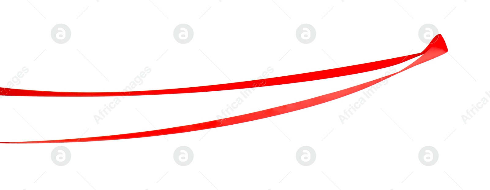 Photo of Finish. One red ribbon isolated on white