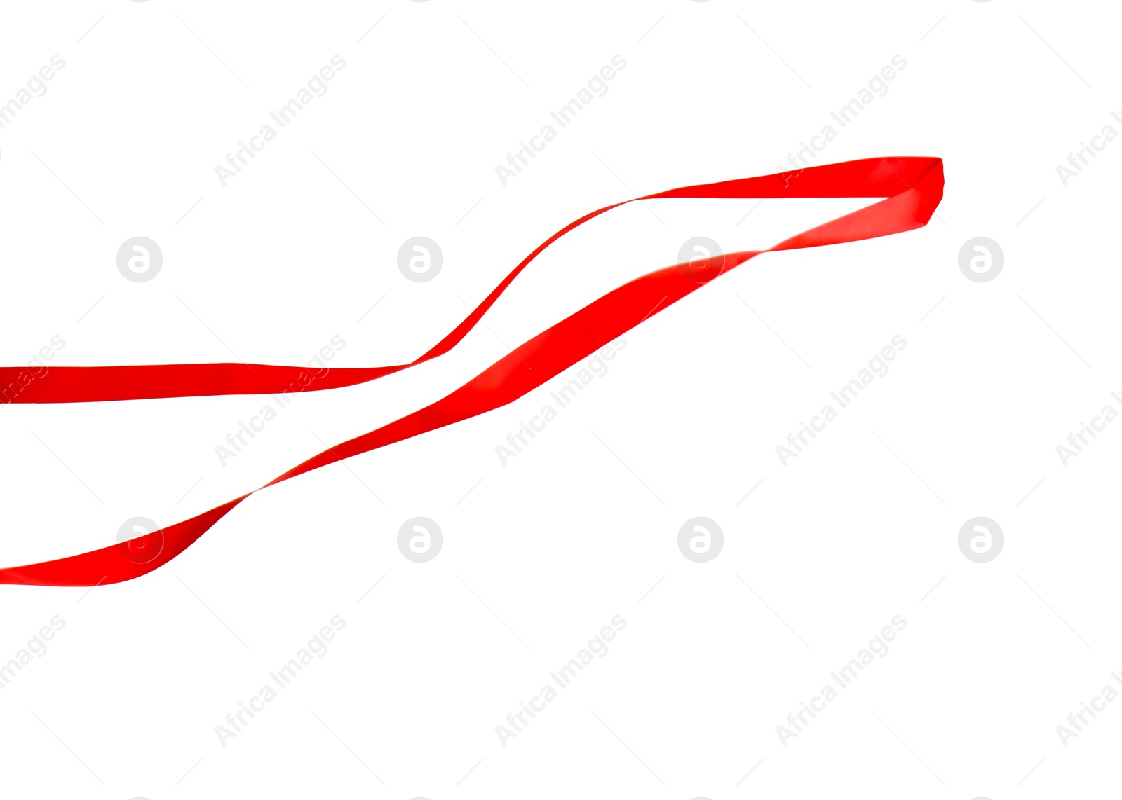 Photo of Finish. One red ribbon isolated on white