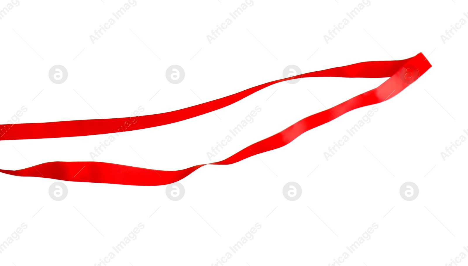 Photo of Finish. One red ribbon isolated on white