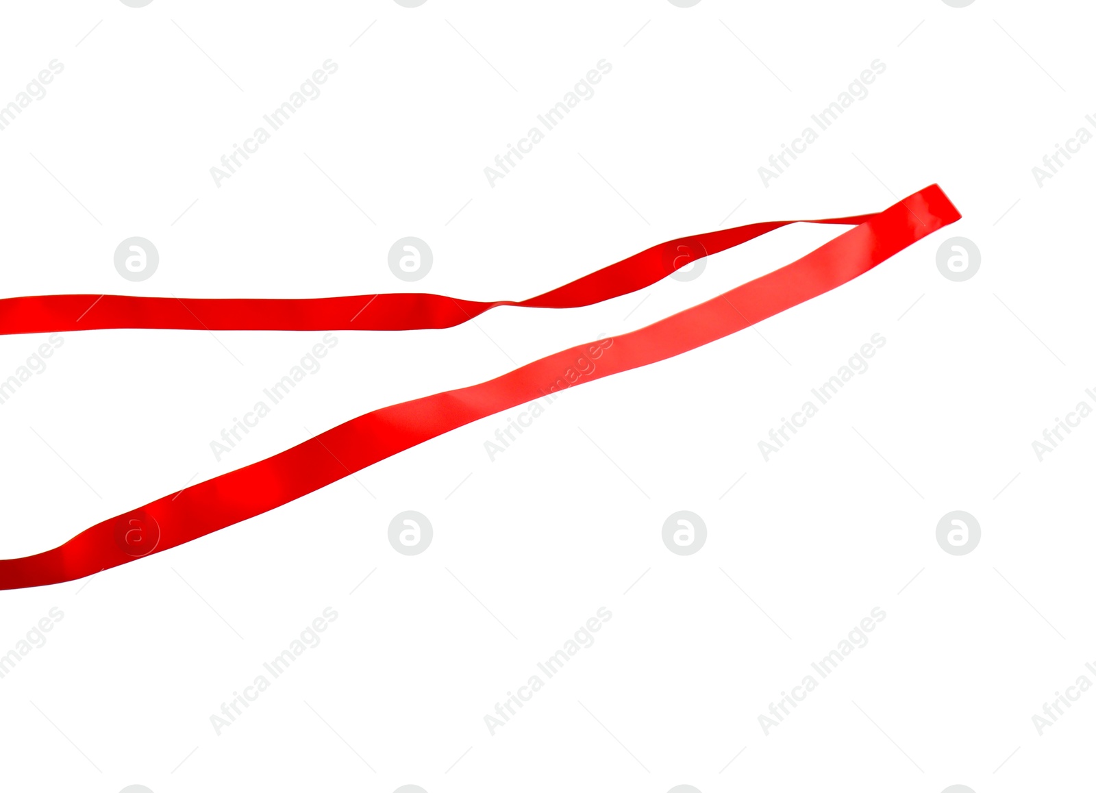 Photo of Finish. One red ribbon isolated on white