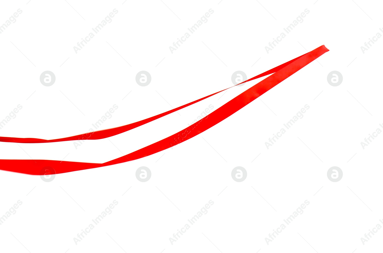 Photo of Finish. One red ribbon isolated on white