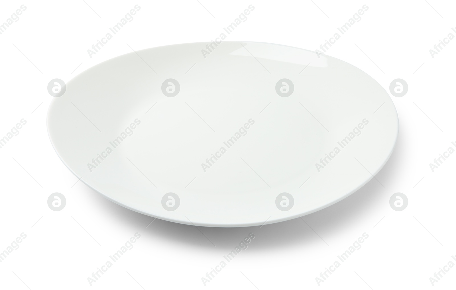 Photo of One empty ceramic plate isolated on white