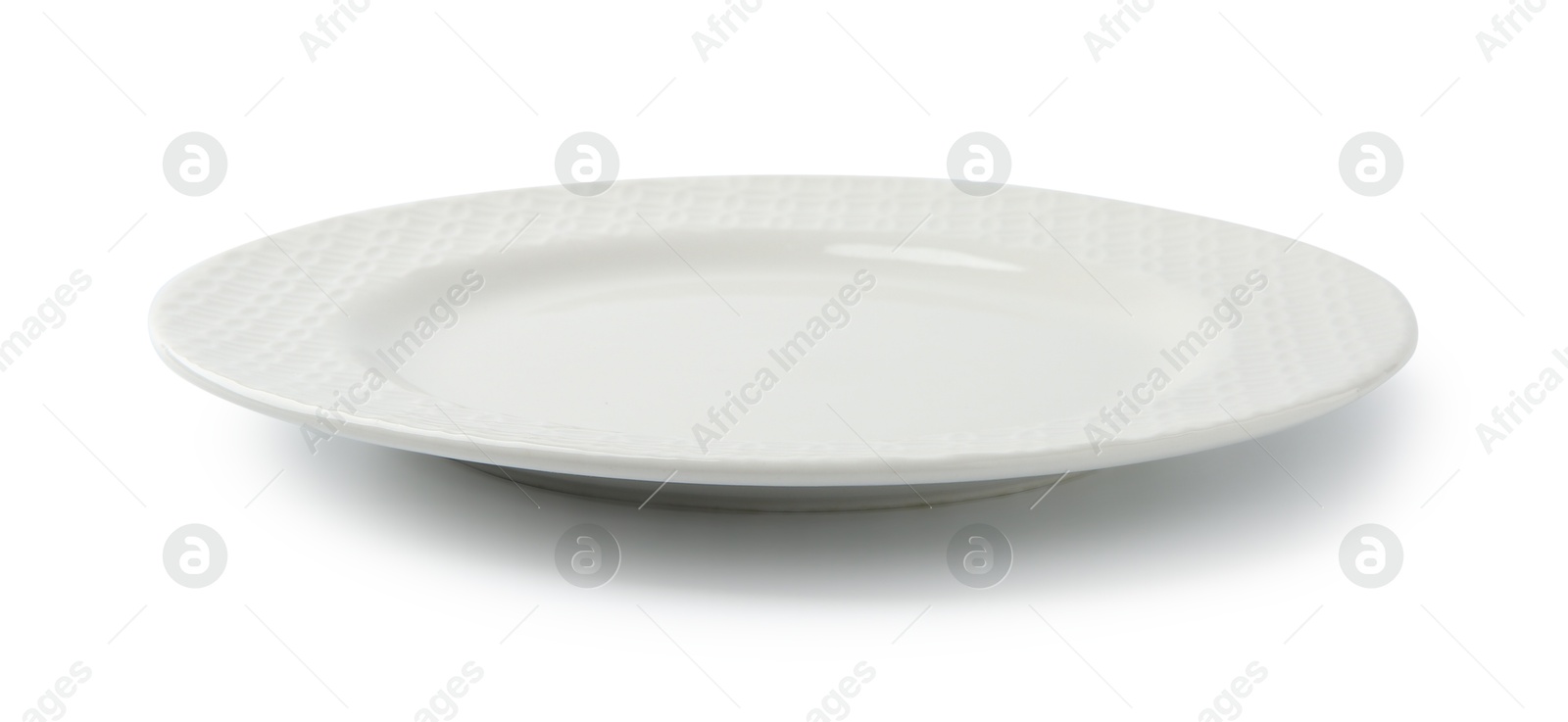 Photo of One empty ceramic plate isolated on white