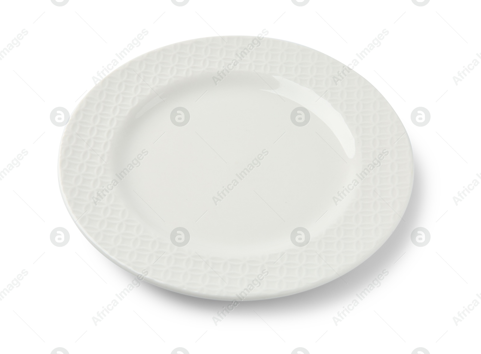 Photo of One empty ceramic plate isolated on white