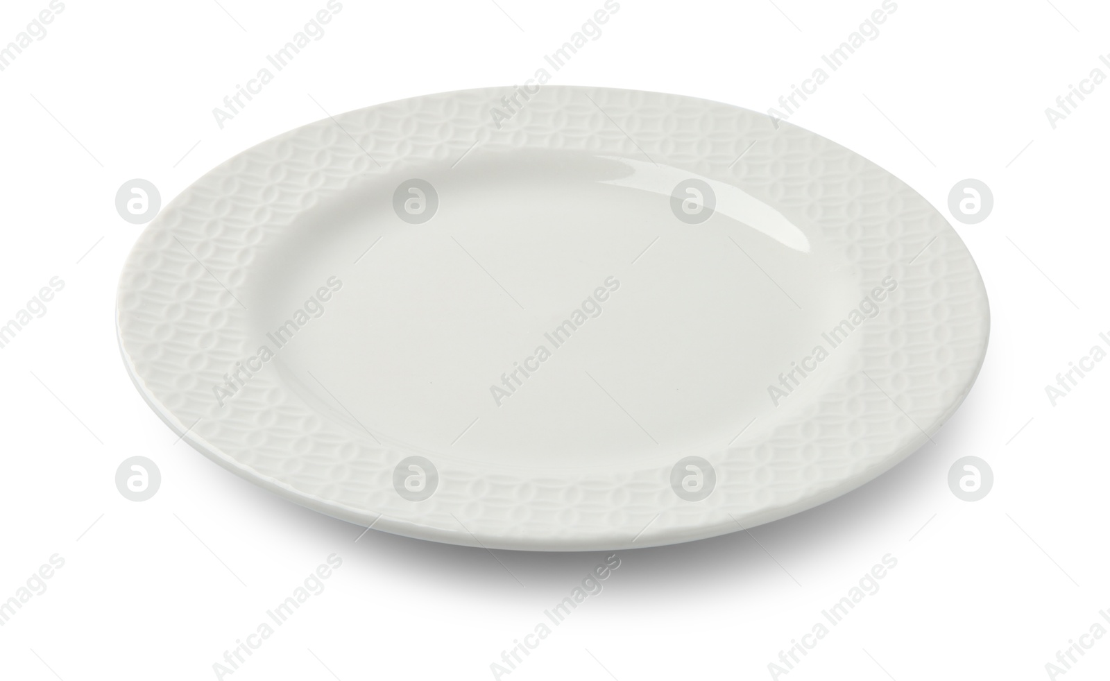 Photo of One empty ceramic plate isolated on white