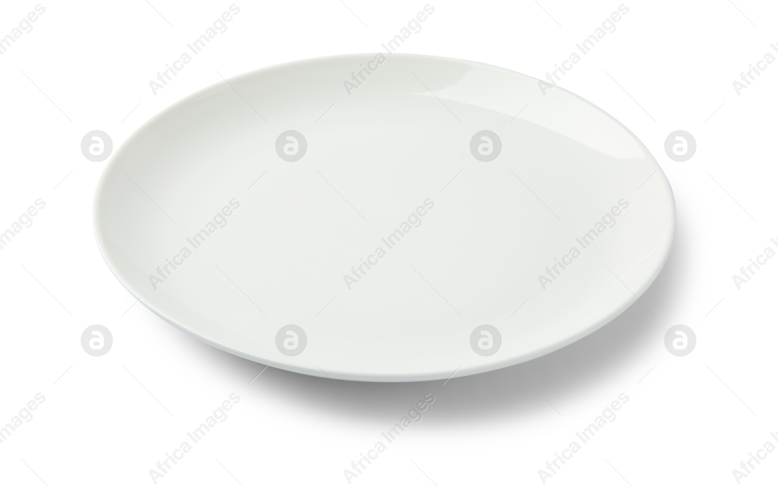 Photo of One empty ceramic plate isolated on white